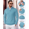 image:imageCOOFANDY Mens Quarter Zip Up Sweaters Slim Fit Lightweight Mock PulloverSky Blue