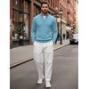 image:imageCOOFANDY Mens Quarter Zip Up Sweaters Slim Fit Lightweight Mock PulloverSky Blue