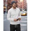 image:imageCOOFANDY Mens Quarter Zip Up Sweaters Slim Fit Lightweight Mock PulloverWhite