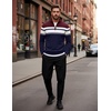 image:imageCOOFANDY Mens Quarter Zip Up Sweaters Slim Fit Lightweight Mock PulloverWine Red  Navy Blue Stripe