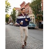 image:imageCOOFANDY Mens Quarter Zip Up Sweaters Slim Fit Lightweight Mock PulloverWine Red  Navy Blue Stripe