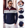 image:imageCOOFANDY Mens Quarter Zip Up Sweaters Slim Fit Lightweight Mock PulloverWine Red  Navy Blue Stripe