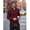 image:imageCOOFANDY Mens Quarter Zip Up Sweaters Slim Fit Lightweight Mock PulloverWine Red