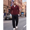 image:imageCOOFANDY Mens Quarter Zip Up Sweaters Slim Fit Lightweight Mock PulloverWine Red