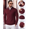 image:imageCOOFANDY Mens Quarter Zip Up Sweaters Slim Fit Lightweight Mock PulloverWine Red