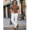 image:imageCOOFANDY Mens Short Sleeve Mock Neck Sweater Casual Slim Fit Basic TopsBrown