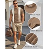 image:imageCOOFANDY Mens Short Sleeve Mock Neck Sweater Casual Slim Fit Basic TopsDark Khaki