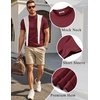 image:imageCOOFANDY Mens Short Sleeve Mock Neck Sweater Casual Slim Fit Basic TopsWine Red