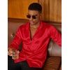 image:imageCOOFANDY Mens Silk Satin Dress Shirts Long Sleeve Shiny Button Down ShirtRed