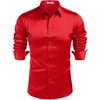image:imageCOOFANDY Mens Silk Satin Dress Shirts Long Sleeve Shiny Button Down ShirtRed