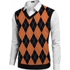 image:imageCOOFANDY Mens Sleeveless V Neck Pullover Sweater Argyle Knit Vest SweatersBlackorange