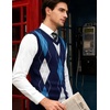 image:imageCOOFANDY Mens Sleeveless V Neck Pullover Sweater Argyle Knit Vest SweatersGw263 Blue and Gray Plaid