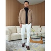 image:imageCOOFANDY Mens Suede Jacket Casual Stylish Leather Bomber Jacket LightweightKhaki