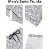 image:imageCOOFANDY Mens Swim Trunks Quick Dry Board Shorts Swimwear Bathing SuitP Grey Blue Plam Leaf