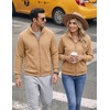 image:imageCOOFANDY Mens Zip Up Fleece Lined Sweatshirts Lightweight Sweater JacketsCamel