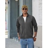 image:imageCOOFANDY Mens Zip Up Fleece Lined Sweatshirts Lightweight Sweater JacketsDark Gray