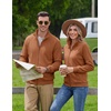 image:imageCOOFANDY Mens Zip Up Fleece Lined Sweatshirts Lightweight Sweater JacketsLight Brown
