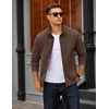 image:imageCOOFANDY Mens Zip Up Sweatshirt Quilted Fall Sweater Jackets Casual StylishChocolate Brown