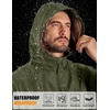 image:imageCOOFANDY Rain Jacket Men Raincoat Waterproof With Hood Packable WindbreakerArmy Green