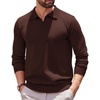 image:imageCOOFANDY Long Sleeve Polo Shirts for Men Pullover Sweaters Knit Polo ShirtBrown