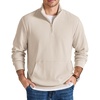 image:imageCOOFANDY Men Quarter Zip Pullover Mock Neck Long Sleeve Corduroy SweatshirtBeige