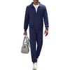 image:imageCOOFANDY Mens Athletic Tracksuit 2 Piece Sweat Suits Jacket and Pants SetNavy Blue