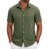 image:imageCOOFANDY Mens Casual Button Down Shirt Short Sleeve Summer Beach ShirtsOlive Green