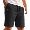 image:imageCOOFANDY Mens Casual Cotton 9 Shorts Drawstring Summer Beach Chino ShortsAblack