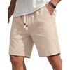 image:imageCOOFANDY Mens Casual Cotton Linen Shorts Elastic Waist Drawstring ShortsBeige