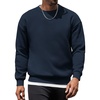 image:imageCOOFANDY Mens Fleece Pullover Crewneck Sweatshirts Soft Casual Long Sleeves Sweatshirt Crew Neck Pullover SweaterNavy Blue
