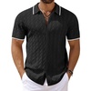 image:imageCOOFANDY Mens Knit Short Sleeve Shirts Button Down Summer Polo ShirtBlackwhite