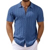 image:imageCOOFANDY Mens Knit Short Sleeve Shirts Button Down Summer Polo ShirtDenim Blue
