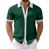 image:imageCOOFANDY Mens Knit Short Sleeve Shirts Button Down Summer Polo ShirtWhitegreen