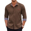 image:imageCOOFANDY Mens Long Sleeve Casual Button Down Shirts Untucked Shirts Plaid Collar Vintage Denim ShirtType 01  Brown