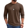 image:imageCOOFANDY Mens Long Sleeve Shirts Crew Neck Cotton TShirt Casual ShirtsBrown
