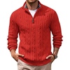 image:imageCOOFANDY Mens Quarter Zip Pullover Cable Knit Mock Neck Dress SweaterRed