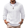 image:imageCOOFANDY Mens Quarter Zip Pullover Cable Knit Mock Neck Dress SweaterWhite