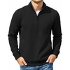 image:imageCOOFANDY Mens Quarter Zip Pullover Casual Cotton FleeceLined SweatshirtBlack