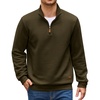 image:imageCOOFANDY Mens Quarter Zip Pullover Sweatshirts 14 Zip Long Sleeve SweaterArmy Green