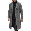 image:imageCOOFANDY Mens Trench Coat Double Breasted Long Pea Coat OvercoatBlack Plaid