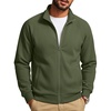 image:imageCOOFANDY Mens Zip Up Fleece Lined Sweatshirts Lightweight Sweater JacketsArmy Green