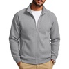 image:imageCOOFANDY Mens Zip Up Fleece Lined Sweatshirts Lightweight Sweater JacketsLight Gray