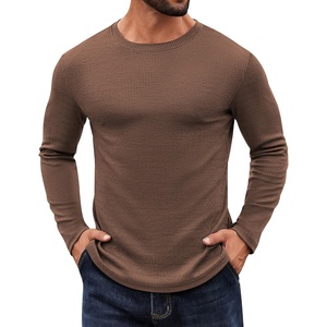 image:imageCOOFANDY Crewneck Sweaters for Men Slim Fit Long Sleeve Pullover TopsBrown