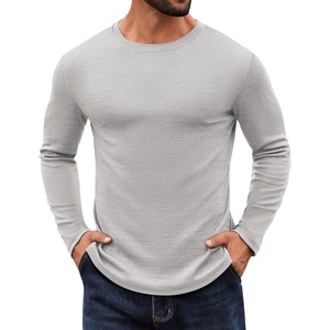 image:imageCOOFANDY Crewneck Sweaters for Men Slim Fit Long Sleeve Pullover TopsLight Grey