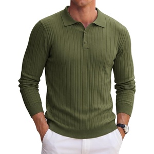 image:imageCOOFANDY Long Sleeve Polo Shirts for Men Lightweight Knit Polo SweaterArmy Green