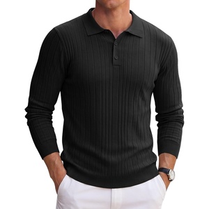 image:imageCOOFANDY Long Sleeve Polo Shirts for Men Lightweight Knit Polo SweaterBlack