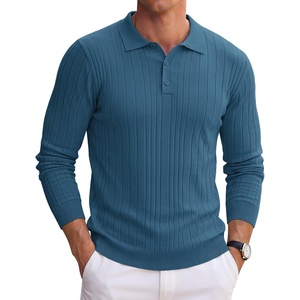 image:imageCOOFANDY Long Sleeve Polo Shirts for Men Lightweight Knit Polo SweaterBlue