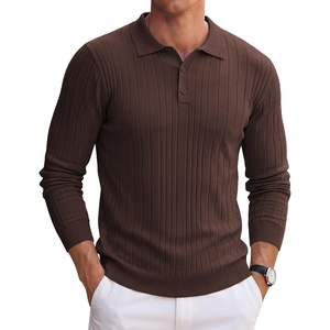 image:imageCOOFANDY Long Sleeve Polo Shirts for Men Lightweight Knit Polo SweaterBrown