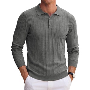 image:imageCOOFANDY Long Sleeve Polo Shirts for Men Lightweight Knit Polo SweaterDark Grey