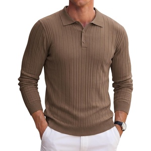image:imageCOOFANDY Long Sleeve Polo Shirts for Men Lightweight Knit Polo SweaterDark Khaki